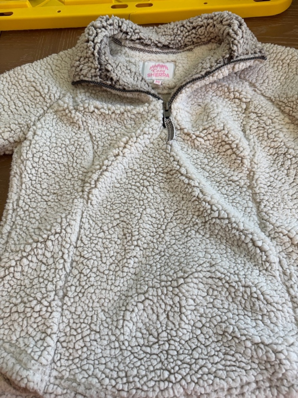 Cozy Sherpa Quarter-Zip Pullover - Light Taupe